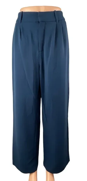 Abercrombie & Fitch Women's Navy Blue Wide Leg High Rise Trousers Pants Size M thumbnail 1