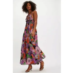 Free People Bohemian Retro 70s Beachy Bayside Florals Halter Maxi Dress Small thumbnail 13