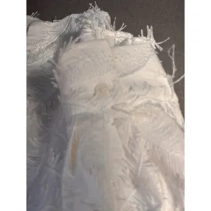 Zara Womens Button Up Shirt XL White Feather Eyelash Fringe Boho Ethereal Bridal thumbnail 4
