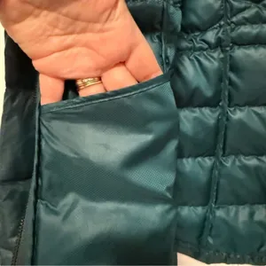 Athleta Puffer Jacket Teal Green Gorpcore Down‎ Filled Hooded Womens Small thumbnail 6
