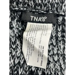 Aritzia TNA Black Marled Knit Cozy Cable Wrap Winter Infinity Neck Scarf OS thumbnail 3