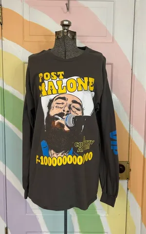 Post Malone F-1 Trillion Country Album Long Sleeve Graphic T-Shirt Sz L 👽💛 thumbnail 1