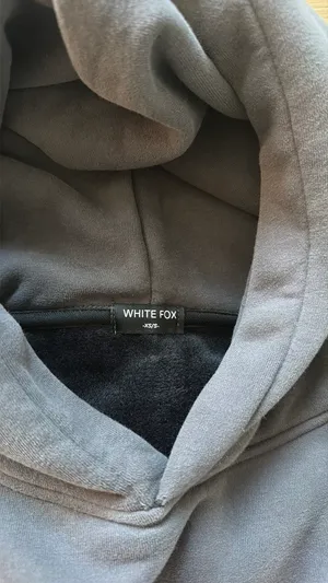 White Fox Boutique Hoodie Dark Grey with Pink letters thumbnail 3