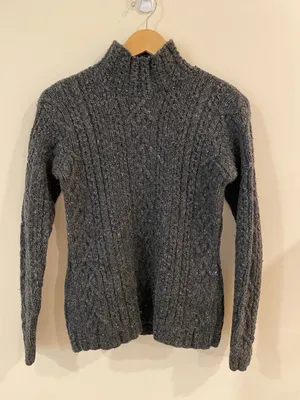Lauren Ralph Lauren Hand Knit Gray Wool & Silk Sweater M Cottagecore Preppy thumbnail 2