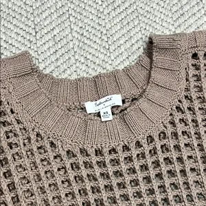 Splendid Crochet Knit Sweater in Taupe thumbnail 2