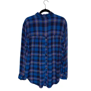 Anthropologie Plaid Tunic Womens M Blue Excellent‎ Button Back Flannel Shirt thumbnail 5