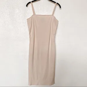 Topshop Nude Bodycon Square Neck Sheath Midi Dress Size 8 thumbnail 4