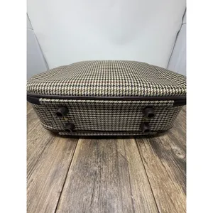 Gabbiano Houndstooth Travel Vanity Case Brown Tan Beauty Makeup Bag Mirror thumbnail 5