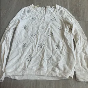 White Sweater with Embellished Design Size L thumbnail 1