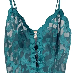 VTG Victorias‎ Secret Gold Label Forest Green Lace Floral Teddy Bodysuit Small thumbnail 3