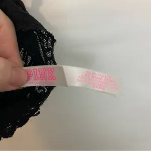 Victoria’s Secret PINK strappy lace black floral bralette bra thumbnail 4