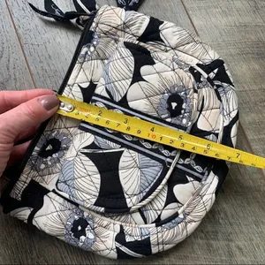 Vera Bradley Retired Camillia Saddle Crossbody Bag Purse Black Grey Floral thumbnail 10