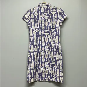 Boden Novelty‎ Print Shirt Dress Purple Cotton Button Front Short Sleeve US 2 thumbnail 5