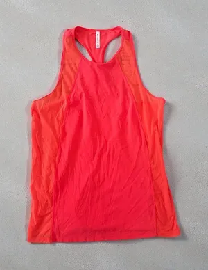 ATHLETA Orange Mesh Paneled Racerback Workout Tank Top Size Medium thumbnail 1
