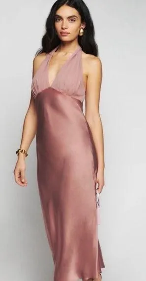 Reformation silk midi halter dress thumbnail 1
