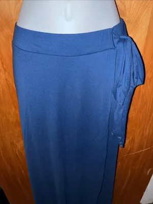 Doublju Bright Blue Wrap-Style Maxi Skirt with Side Tie - Size XL thumbnail 2