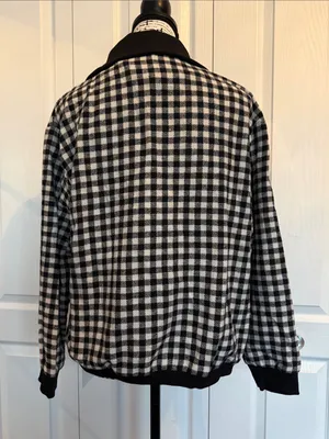 BloomChic Black and White Plaid Double-Breasted Pea Coat thumbnail 4