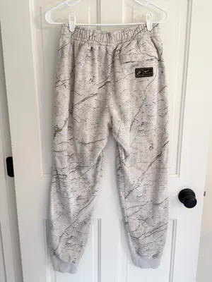 Nike‎ Sportswear Marble Print Fleece Joggers Gray Gold Logo Women’s Medium thumbnail 4