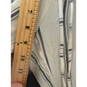 Billabong Womens Striped Wide Leg Linen Blend Pants‎ Cream Navy Blue Coastal L thumbnail 7