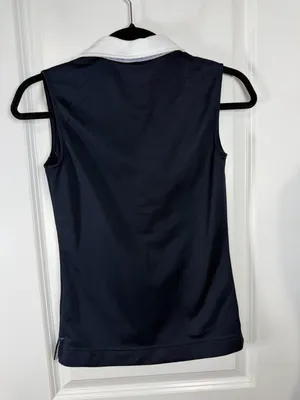 Daily Sports Women's Sleeveless Navy Golf Polo with Striped Trim thumbnail 6