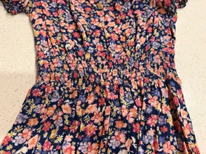 Madden Girl Navy Floral Smocked Waist Mini Dress Size Small thumbnail 3
