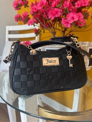 Juicy Couture Black Checker-Print Shoulder Bag with Gold Hardware thumbnail 2
