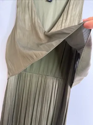 H&M olive green layered sleeveless midi dress size 10 thumbnail 3