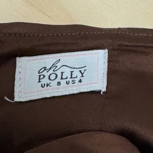 Oh Polly Chocolate Brown Satin‎ Lace Up Corset Top Square Neck US 4 Party Sexy thumbnail 7