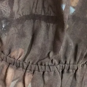 Adrienne Vittadini Size L sheer brown blouse with jewels thumbnail 3