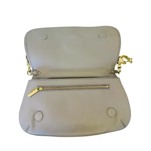 Tory Burch‎ Amanda Logo Gray Crossbody Clutch Gold Chain Flap Magnetic Closure thumbnail 5