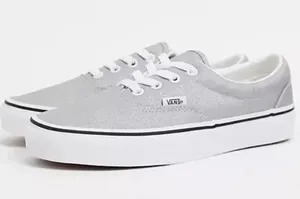 Vans Era Glitter Low Top Lace-up Sneakers - Silver/White - Men's 7 / Women's 8.5 thumbnail 2