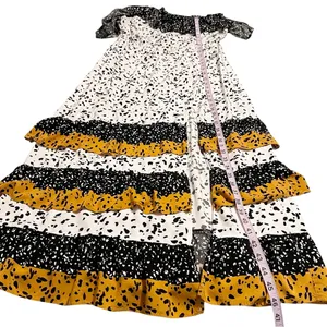 Les Sereine Off Shoulder Smocked Maxi Dress Mixed Print Tiered Slit Large thumbnail 8