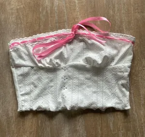 Mary had a little lamb ribbon eyelet lettuce edge crop top XS NEW thumbnail 1