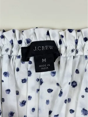 J.Crew Cinched-Waist Cotton Poplin Tank Top Blue Dot Smocked Crop M thumbnail 2
