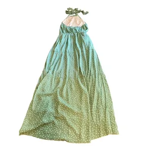 Green/White Polka Dot Lined Halter Top Dress with Tie (NWOT) thumbnail 4
