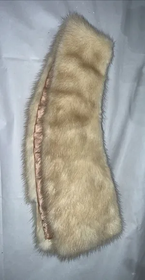 VINTAGE‎ Cream Beige MINK FUR COLLAR SATIN LINED thumbnail 1