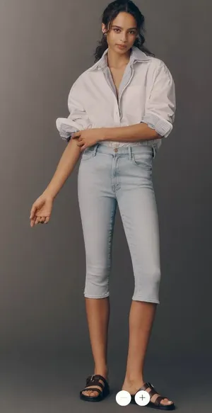 MOTHER Stunner Zip Bunny Mid-Rise Pedal Pusher Jeans thumbnail 1