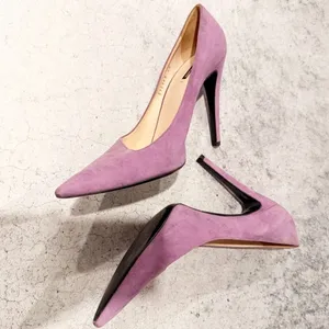 Giorgio Armani Suede Purple Suede‎ High Heels asymmetrical pointed Pump Size 40 thumbnail 4