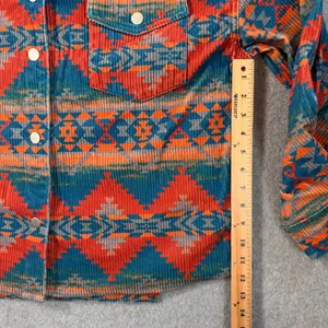 Savanna Jane Women's 1X Corduroy Shirt Jacket Western Aztec Red Blue Orange thumbnail 6