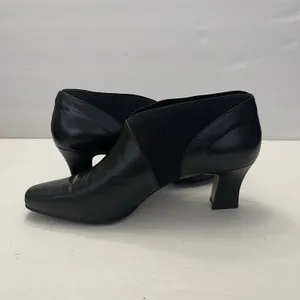 Nine West Shaw Black Leather‎ Heel Ankle Bootie Shoes Square Toe Womens 7.5 thumbnail 8