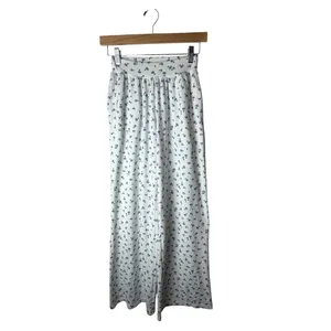 Hollister Pajama Pants Women XS White Blue Floral Wide Leg Loungwear Boho thumbnail 2