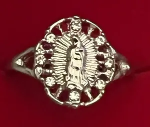 Virgin Mary Design Stainless Steel Silver Open Ring Size 8 thumbnail 1