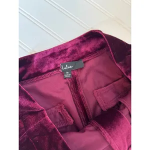 Lulus Chic Splendor Wine Red Velvet Pleated High-Rise Wide-Leg Pants Luxe Size M thumbnail 5