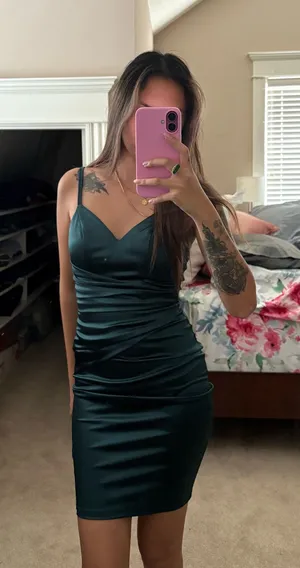 Windsor green satin dress thumbnail 1