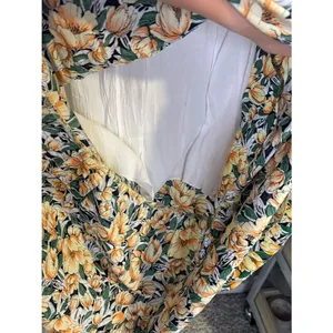 Women’s Halter Neck Yellow Floral Maxi Dress Size Small thumbnail 5