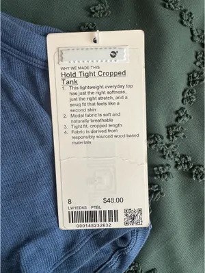 Lululemon Tank dusty blue hold tight crop tank thumbnail 3