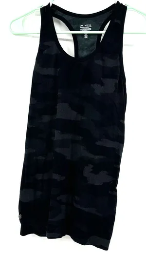 Athleta Size Small Black Camo Racer Back Tank Top Athletic Athleisure‎ Workout thumbnail 1