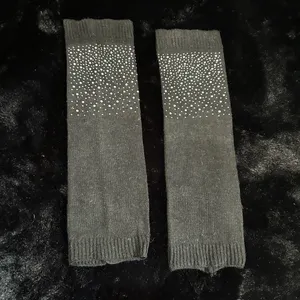 Black Knit Arm/Leg Warmers with Rhinestone Embellishments – Stylish & Cozy thumbnail 2