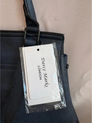 Darcy Marks London Blue Faux Leather Backpack Purse with Top Handle and Flap thumbnail 5
