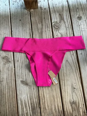 NWT Skims knit cheeky bikini bottoms hot pink thumbnail 2